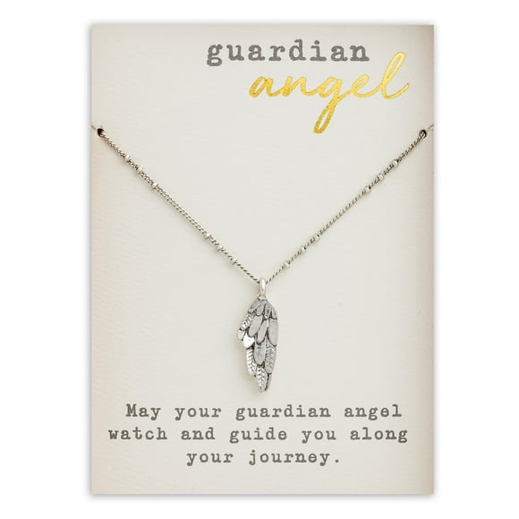 DEMDACO Guardian Angel Wing Silver Plated One Size Brass Metal Charm Necklace