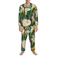 thumbnail image 3 of Fotbe Tropical Floral Jungle Pattern Long Sleeve Pajama Set for Men,Sleepwear Set,2-piece Loungewear Set,Soft PJs Comfy Nightwear with Pockets-Medium, 3 of 7