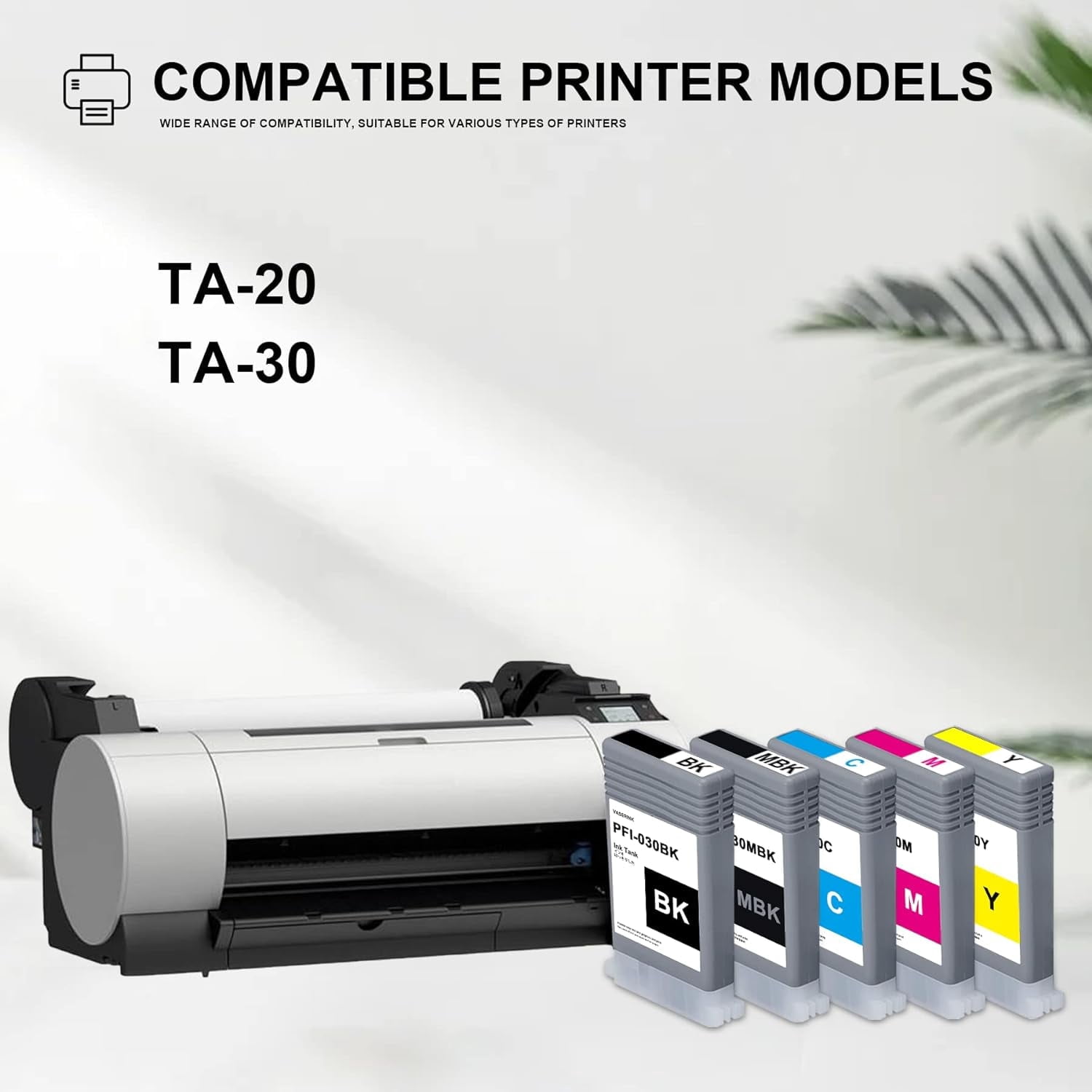 PFI-030 Ink Tank Set(6-Pack, 2Black,1Matte Black, 1Cyan, 1Magenta, 1Yellow) PFI-030MBK PFI-030BK PFI-030C PFI-030M PFI-030Y Ink Replacement for Canon TA-20 TA-30 Printer