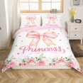 thumbnail image 1 of Erosebridal Housse de Couette Nœud Rose Double, Housse de Couette Princesse de Rêve Double, Décoration Florale, Réversible, Légère, 3 Pcs (Sans Couette), 1 of 6