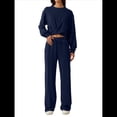 thumbnail image 1 of Conjunto de Chándal de 2 Piezas para Mujer: Sudadera Corta con Parte Delantera y Pantalón Deportivo de Pierna . Conjunto de Estar por Casa. Azul Marino S, 1 of 8