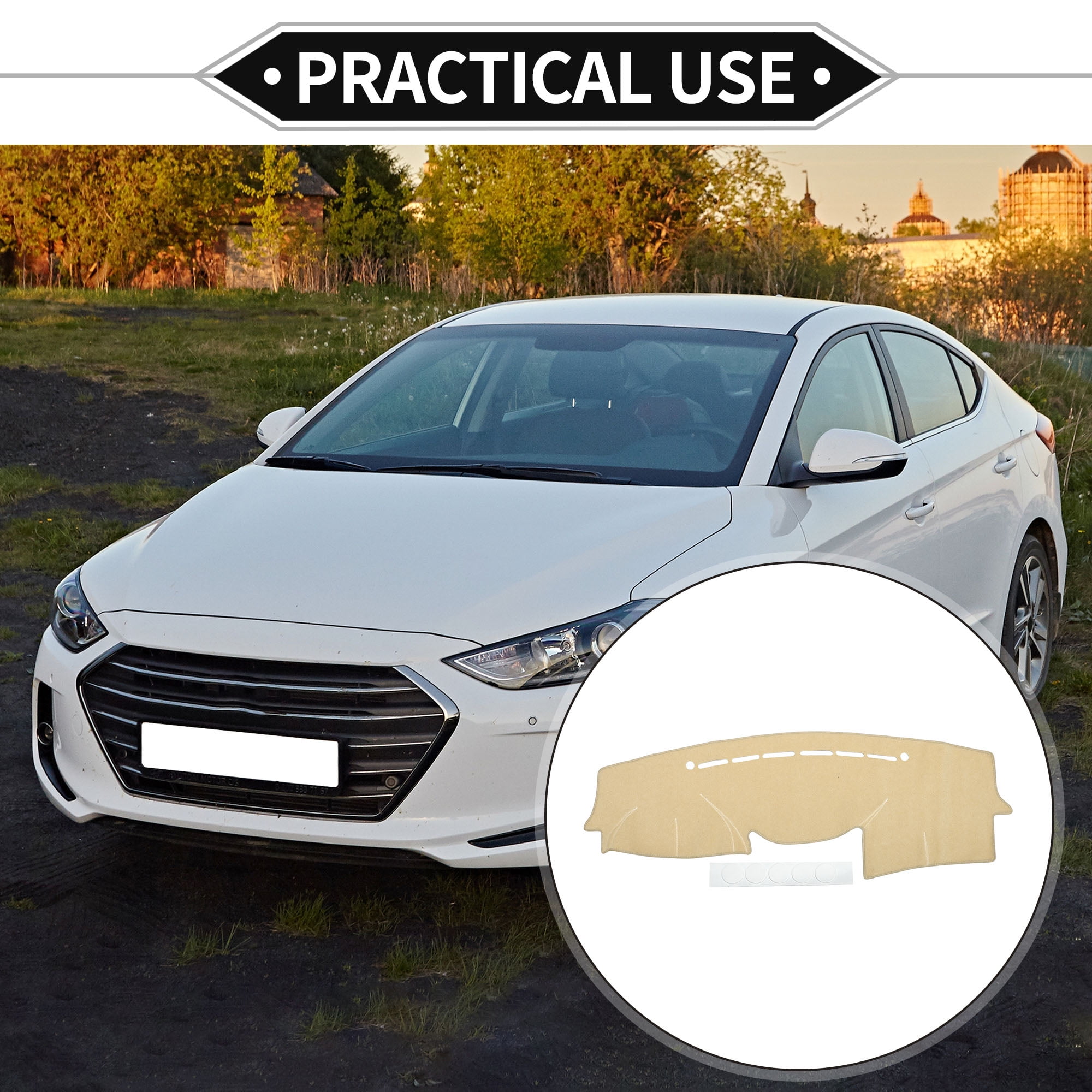 Dash Cover Compatible for Hyundai VeraCruz 2007-2012, Non-Slip Polyester Silicone Beige Front Dashboard Cover Mat Pad Carpet