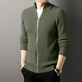 thumbnail image 5 of YLSDY Men's Mock Neck Cardigan Sweater Full Zip up Sweaters Slim Fit Knitted Cardigans Sweaters Fall Winter Warm Clothing Army Green XXXL, 5 of 9