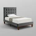 thumbnail image 2 of Inspired Home Saverio Velvet Upholstered Platform Bed Frame Full Size Tufted Modern Sturdy Headboard, Grey, 2 of 9