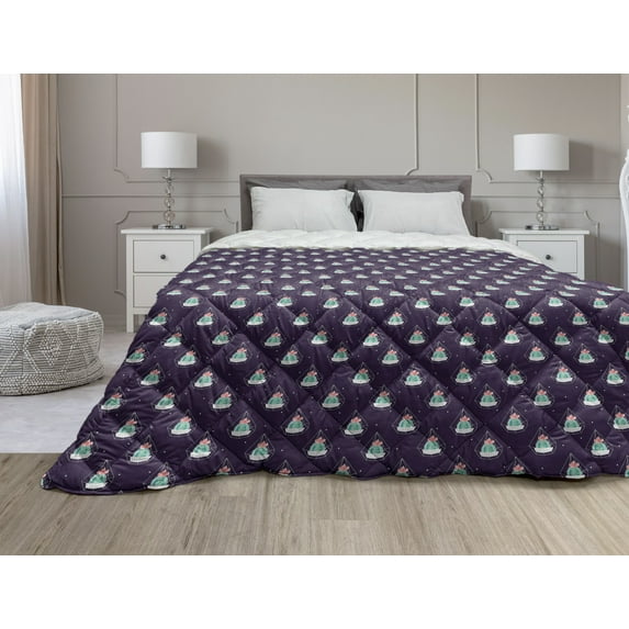 Animal Down Alternative Comforter, Modern Deer Head Art Deco Like Antlers and Geometric Triangles Grunge, Microfiber Quilt for All Season, 5 Sizes, Mustard and Charcoal Grey, by Ambesonne