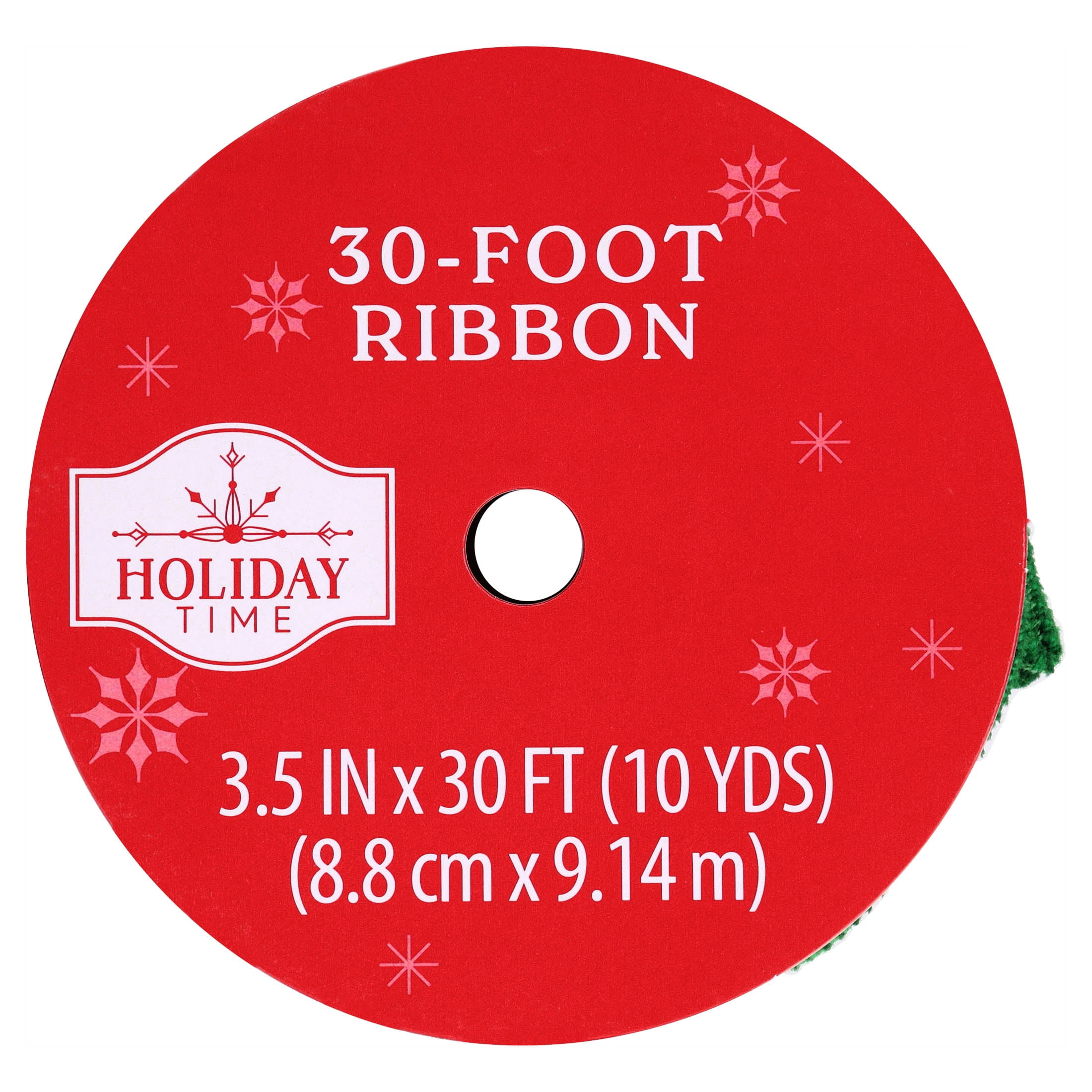 Green Velvet Christmas Ribbon, 3.5" x 30', by Holiday Time