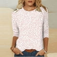 thumbnail image 2 of Kaemgyyd Valentine's Day Tops for Women Oversized 3/4 Sleeve Print Shirts Plus Size Crew Neck Tunic Tee Spring Summer, 2 of 4