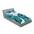 thumbnail image 2 of Ambesonne Butterfly Fitted Sheet & Pillow Sham Set, Ornamental Animal Pattern, Twinxl, Pale Blue Black Teal, 2 of 2