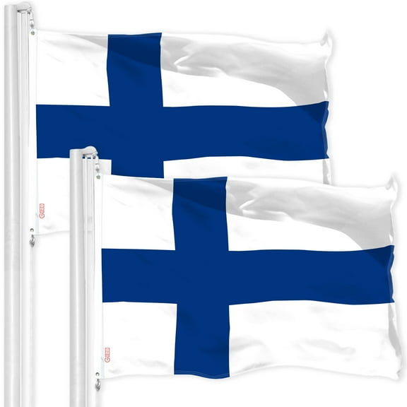 G128 Finland Finnish Flag 3x5FT 2-Pack Printed 150D Polyester