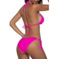 thumbnail image 4 of Top-kevin Women Solid Color Two Piece Swimsuit Sexy Swimwear Halter String Triangle Bikini Sets, 4 of 5