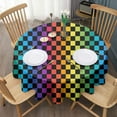 thumbnail image 3 of Rainbow Checkered Pattern Round Tablecloth 60"x60",Wrinkle Wipeable Table Cloth for Kitchen Dining Room Picnic Patio Party, 3 of 6