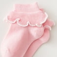 thumbnail image 5 of CPNG 3 Pairs Baby Girls Ruffle Socks Newborn Infant Sweet Knit Floor Hosiery Double Lace Ruffle Frilly Dress Ankle Socks Princess Knit Cotton Socks, 5 of 8