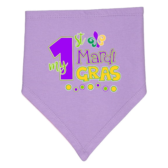 Inktastic My 1st Mardi Gras with Dots Baby Bandana Bib
