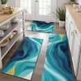 thumbnail image 2 of Teal and Gold Marble Ink Swirls Pattern Kitchen Rugs Sets Of 3,Kitchen Runner Rugs Non Skid Washable,Decorative Kitchen Floor Mats for Kitchen,Sink,Laundry,17"x30"+ 17"x47" + 17"x59", 2 of 6