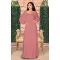 thumbnail image 2 of KOH KOH Long Sleeve Vintage Peasant Empire Waist Fall Winter Loose Flowy Fall Winter Casual Formal Abaya Tall Pleated Maxi Dress Gown For Women Cinnamon Rose Pink X-Large US 14-16 NT103, 2 of 6