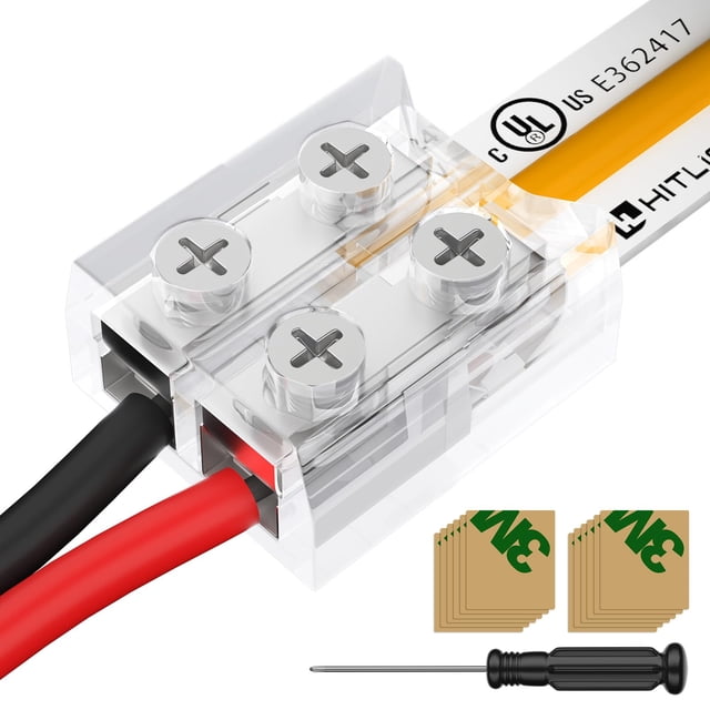 HitLights Conectores LED sin soldadura de 2 pines y 8 mm, paquete de 12, 12V-24V