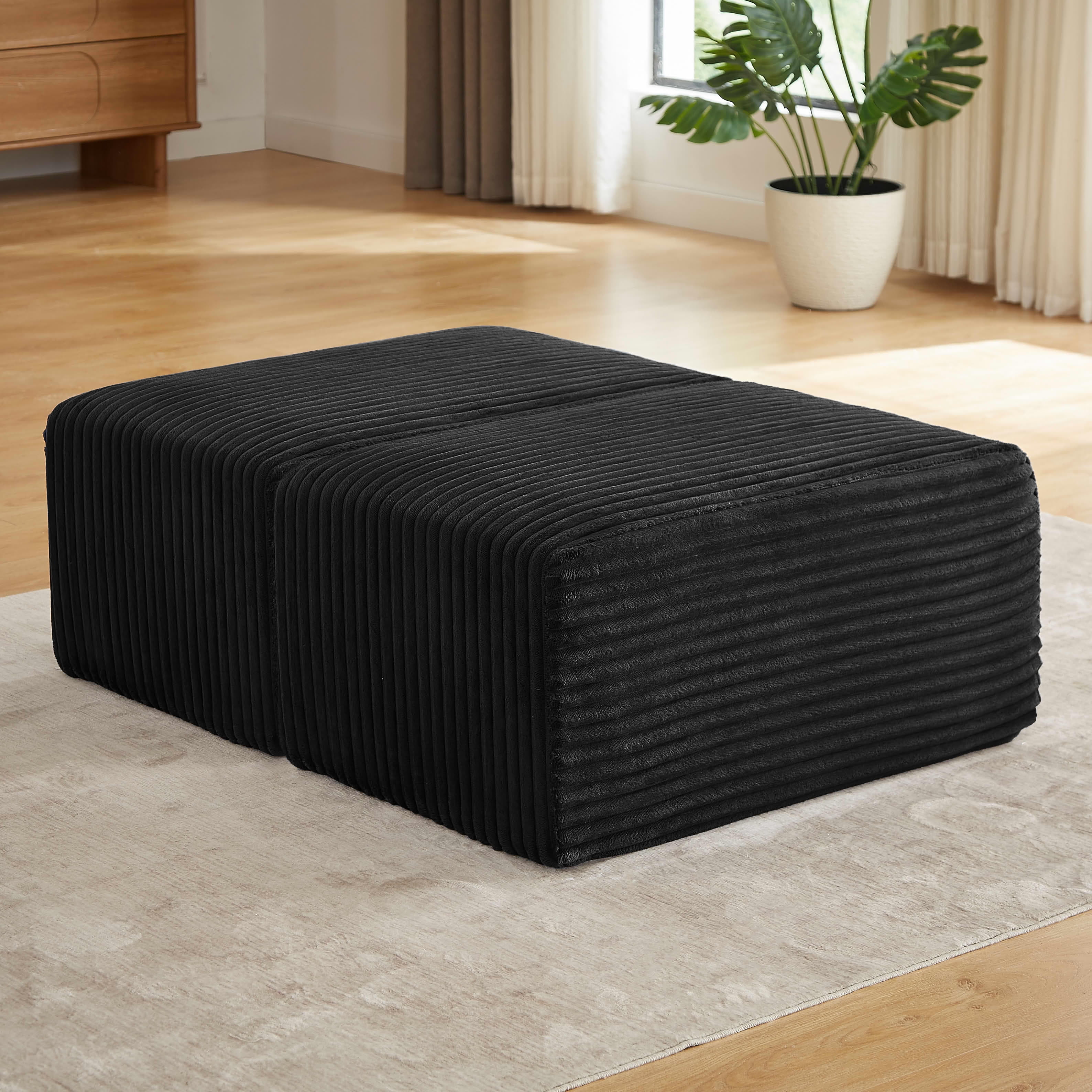 MAYEERTY Boneless Ottoman, 35×24" Footrest for Cloud Sectional Sofa, Living Room & Apartment, Black