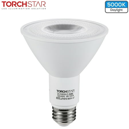 

TORCHSTAR PAR30 LED Bulb Long Neck Dimmable Spotlight Bulbs CRI90+ 8W (75W Eqv.) UL & Energy Star Listed E26 Base 800LM 5000K Daylight for Recessed Trim Lighting Track Light