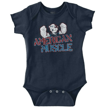 

Popeye American Muscle Athletic Bodysuit Jumper Boys Infant Baby Brisco Brands NB