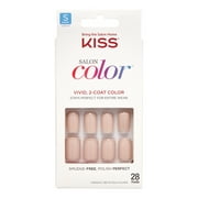 KISS Salon Color Solid Color Fake Nails, White, Short Square, 'Landslide', 31 Ct.