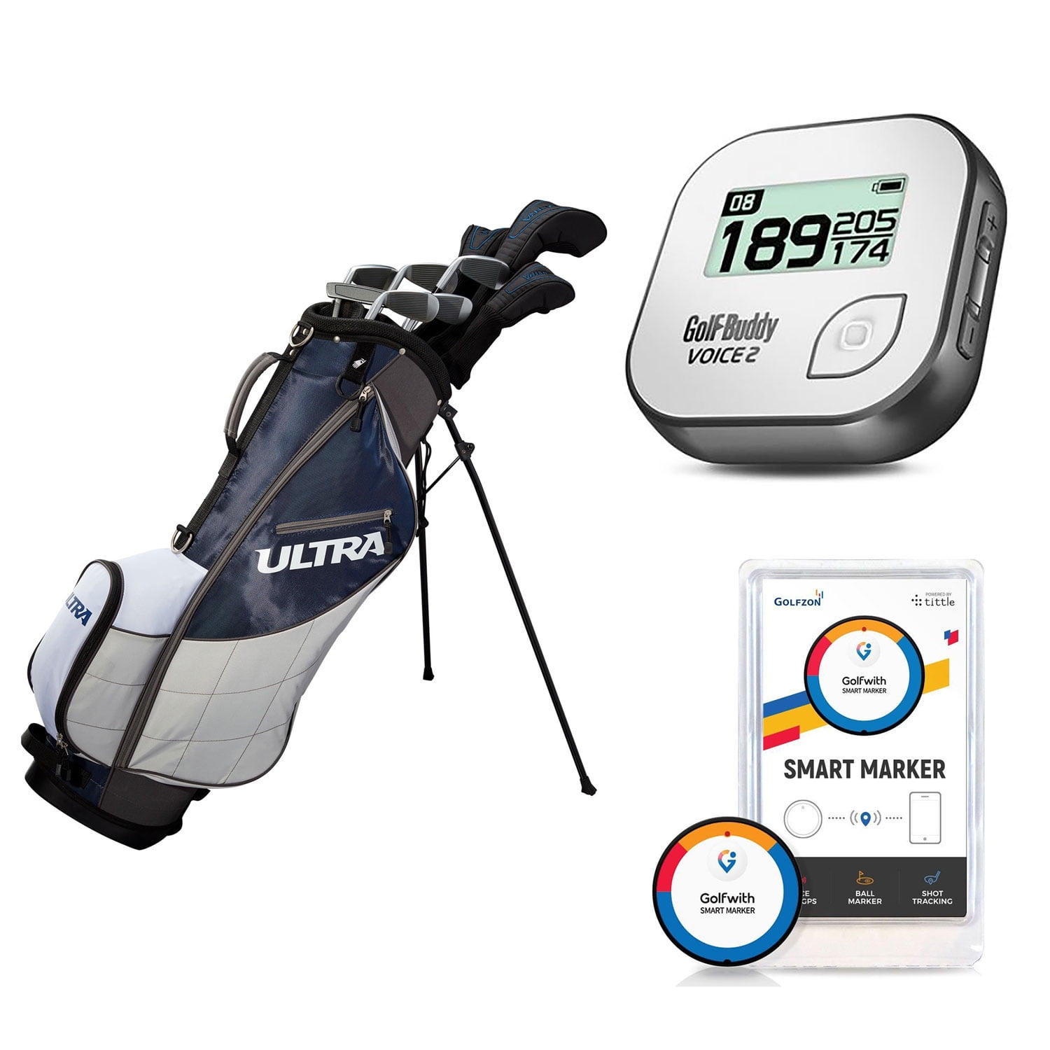 Wilson Men's Golf Club Set + Golf Buddy GPS Range Finder + Golfwith