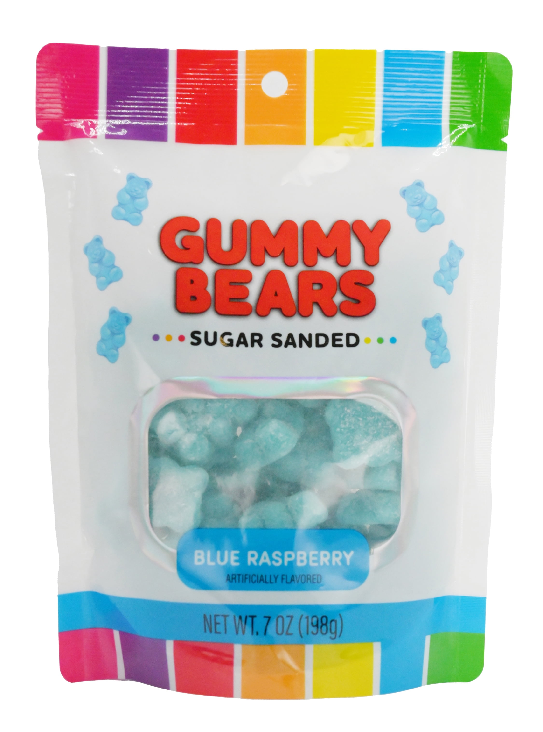 (4 pack) Hilco Blue Raspberry Sugar Sanded Gummy Bears, 7 oz, Regular Size