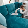 thumbnail image 3 of 2024 Soft Velvet Sofa Seat Cushion Cover - Stretch Non-Slip Sofa Cover Couch Cushion Covers for Sectional Sofa L Shape  Sofa Cushion Slipcover Furniture Protection (Grey  Large Single Sea, 3 of 13