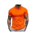 thumbnail image 2 of Mens Knit Polo Shirts Casual Short Sleeve Button Down Polo Shirt Performance Golf Polo Shirt Moisture Wicking Quick Dry Short For Men Casual Activewear Orange 3XL, 2 of 6
