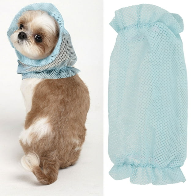 Mesh Dog Ear Cover Blue Mesh Cloth Soft Breathable Elastic Bugs Repelling Cute Puppy Ear Muff For Hiking Camping