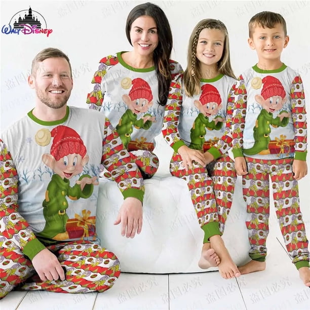 Disney-Conjunto de pijama con estampado 3D de los siete enanitos de Navidad para padres e hijos, traje de pijama de alta calidad con estampado 3D, 2022