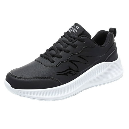 

Sneakers for Men Fashion Autumn Men Sports Shoes Flat Thick Bottom Non Slip Lace Up Waterproof Upper Comfortable Mens Sneakers Pu White 45