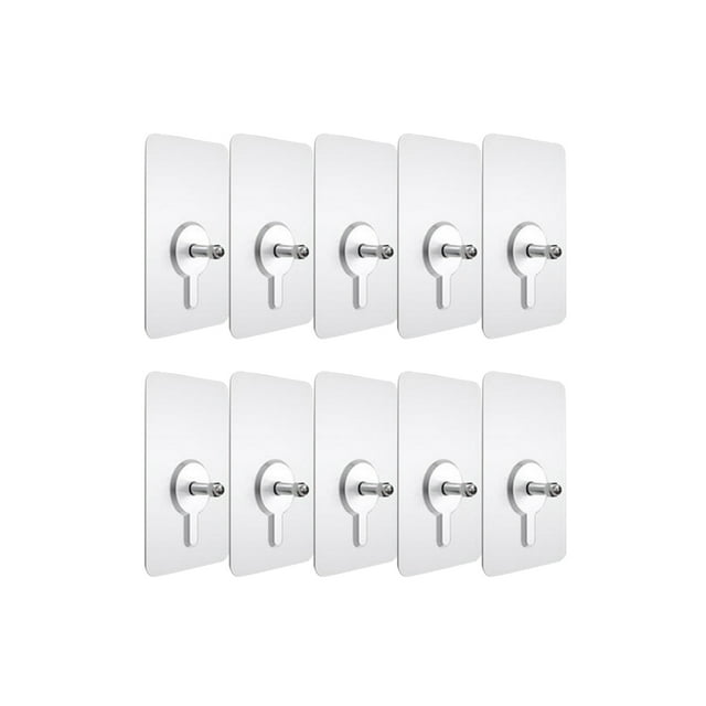 Wall Picture Hook 10pcs Punch-free Non-marking Screw Stickers Invisible Traceless Hardwall Drywall Picture Hanging Kit for Picture Photo Frame Hanging (6*6cm Thick Sticker Exposed 6mm)