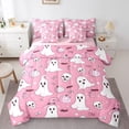 thumbnail image 3 of Manfei Spooky Ghost Bedding Full Size, Halloween Pumpkin Bed Set, Horror Skull Reversible Bedding Sets Full Size, Breathable Room Decoration, 7-Piece, 3 of 7