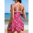thumbnail image 3 of SHEWIN Swimdress for Women One Piece Floral Printed Bathing Suit High Waisted Tummy Control Modest Swim Dress with Pocket, 3 of 8