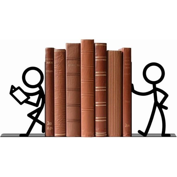 Metal Bookends People Bookends Decorative Cute Book Ends for Shelves Bookshelf Home Office Desk Reading Decor Bookshelf Decor for Book Lovers Gift