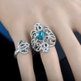 thumbnail image 5 of Bohemian Openwork Diamond Gemstone Double Ring Gold Plated Flower Design Jewelry For Women Elegant Fashion Accessory, 5 of 5