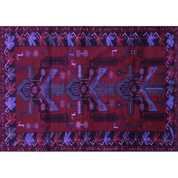 Ahgly Company Indoor Rectangle Animal Purple Traditional Area Rugs, 5' x 7'