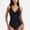 Black, variant on Women's One Piece Swimsuit with Ruffled V-Neckline and Adjustable Double Spaghetti Straps - X Large, Green
