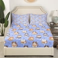 thumbnail image 2 of Kawaii Cat Sheet Set Cute Kitten Pet Bed Sheets Set, Light Purple Bedding Queen Size Super Cozy 4 Pieces, Top Sheet + Fitted Sheet + Pillowcase, 2 of 4