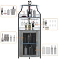 thumbnail image 4 of 5 niveles industrial de esquina wine gabinete con detachable wine rack, barn door, y glass holder - estilo rural buffet gabinete y home bar in gris, 4 of 9