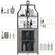 thumbnail image 4 of 5 niveles industrial de esquina wine gabinete con detachable wine rack barn door y glass holder-estilo rural buffet gabinete y home bar in gris, 4 of 8