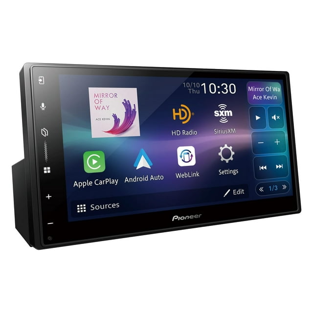 Pioneer DMH-2000NEX Receptor multimedia digital doble DIN de 6,8 pulgadas, Apple CarPlay con cable y Android Auto, Bluetooth, compatible con cámara de respaldo, pantalla táctil, navegación con un solo