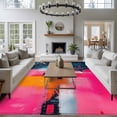 thumbnail image 3 of 8'x10' Area Rugs, Pink Abstract Art Indoor Outdoor Area Rug for Living Room Bedroom, Modern Oil Painting Washable Bathroom Rugs Kitchen Floor Carpet Mats Home Decor Aesthetic, 3 of 8