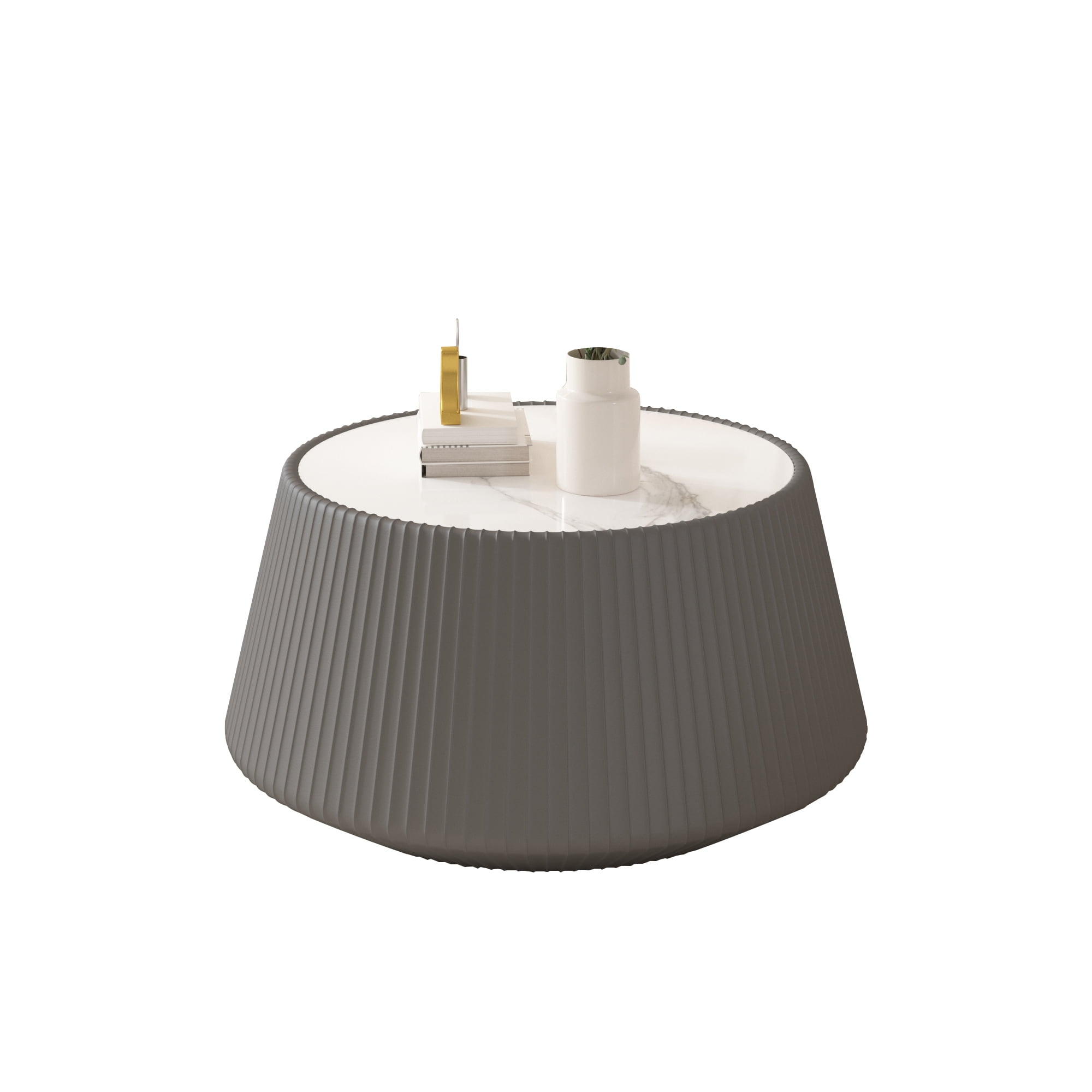 Leumius Light Sintered Stone Top Cup Shape Leather Coffee Modern Sofa Table for Apartment Living Room Furniture Grey 1