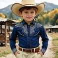 thumbnail image 2 of FINALGANG Boy's Western Cowboy Shirt Printed Long Sleeve Regular Fit Button Down Shirts Boys Western Shirts Kids Cowboy Style Festival Party Tops 6-7 Years, 2 of 4