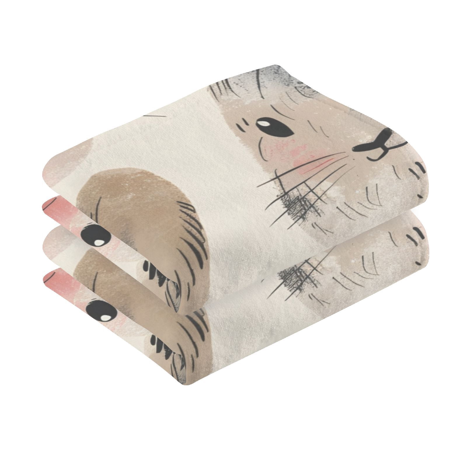 Cute Bunnies Rabbits Hand Towels Cotton Bath Towels Large Face Towels Absorbent for Bathroom 2 Packs