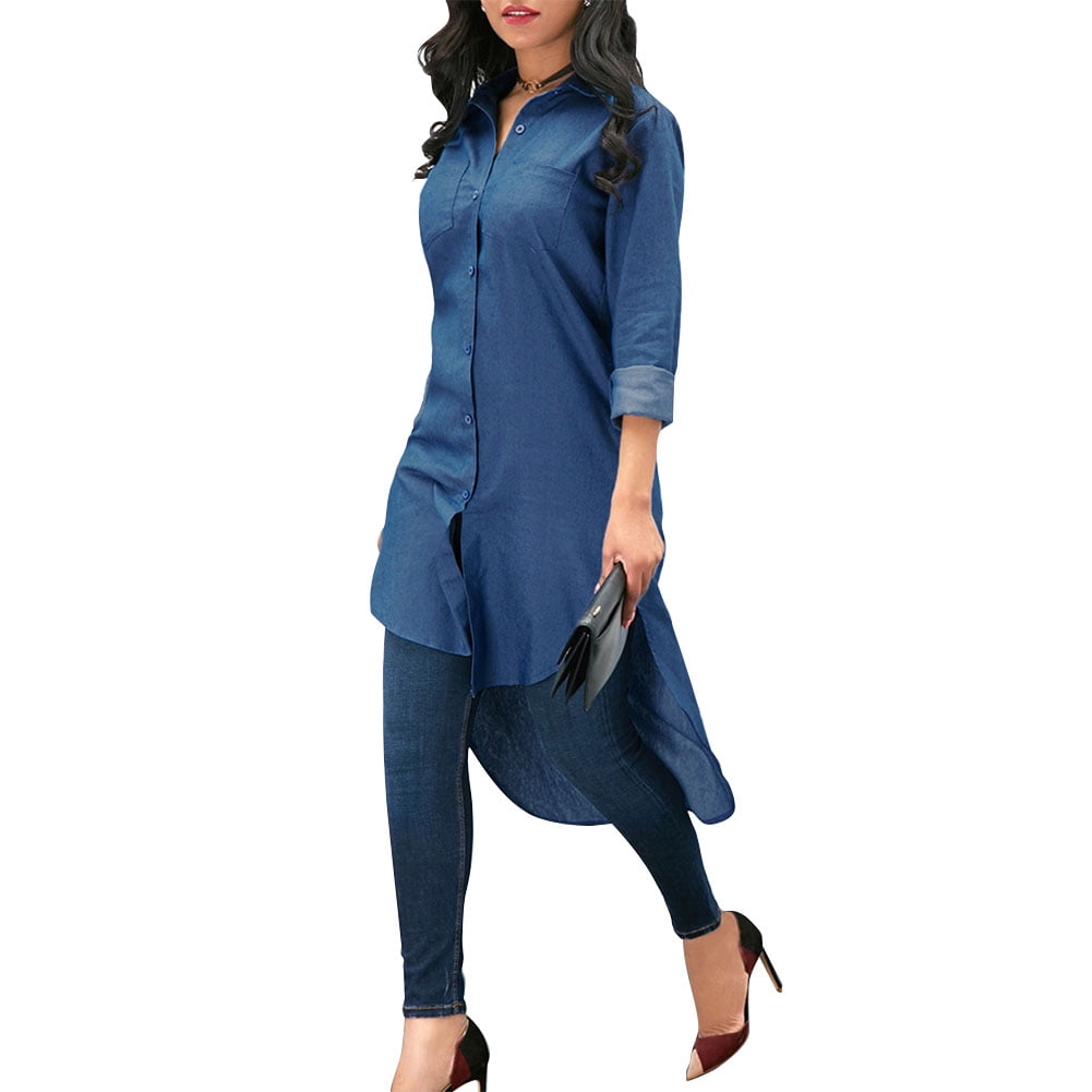 Jeans Dress T-Shirt Long Sleeve Blouse 