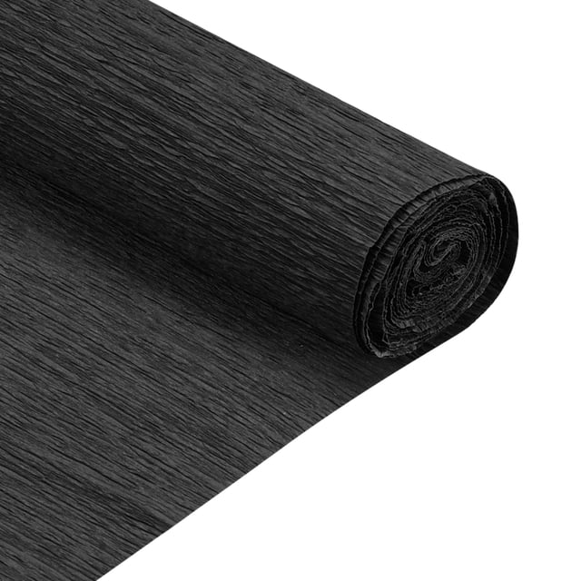 Rollo de papel crepé Uxcell Decoración de papel crepé 6.9 pies de largo 20" de ancho Negro