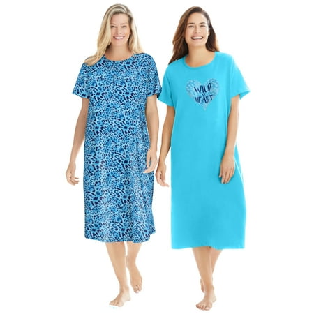 

Dreams & Co. Women s Plus Size 2-Pack Long Sleepshirts Nightgown