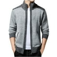thumbnail image 3 of Men's Cardigan Sweaters Casual Full Zip Sweaters Knitted Cardigan with Pockets,Light Gray,XL, 3 of 8